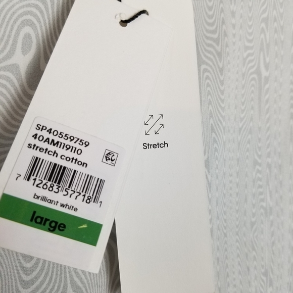 Calvin Klein Mens Cotton Blend Geometric Dress Shirt Brilliant White NWT Large - Picture 9 of 14